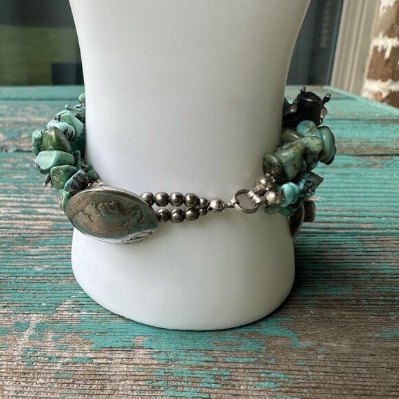 VTG‎ Phillip Guerro PTG Watch Bracelet 5.5 Inch Turquoise Sterling 53.9g Video main image 10